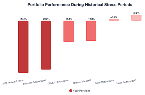 Portfolio stress test against the 2008 Financial Crisis and the COVID-19 downturn